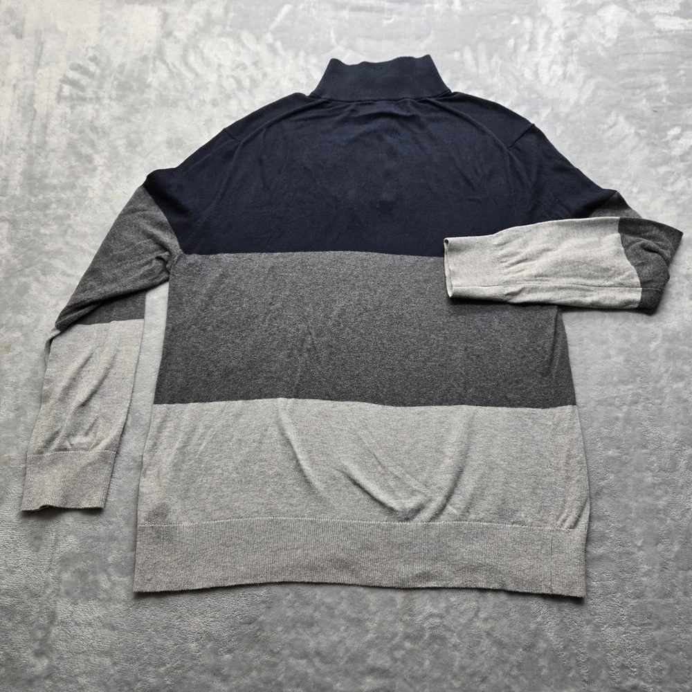 Banana Republic Mens XL Luxe Sweater Collection Quarter Zip Colorblock Navy Grey